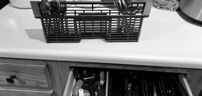 dishes in drawer