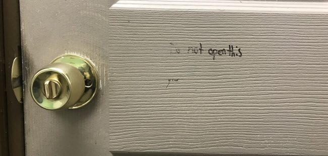 door with writing